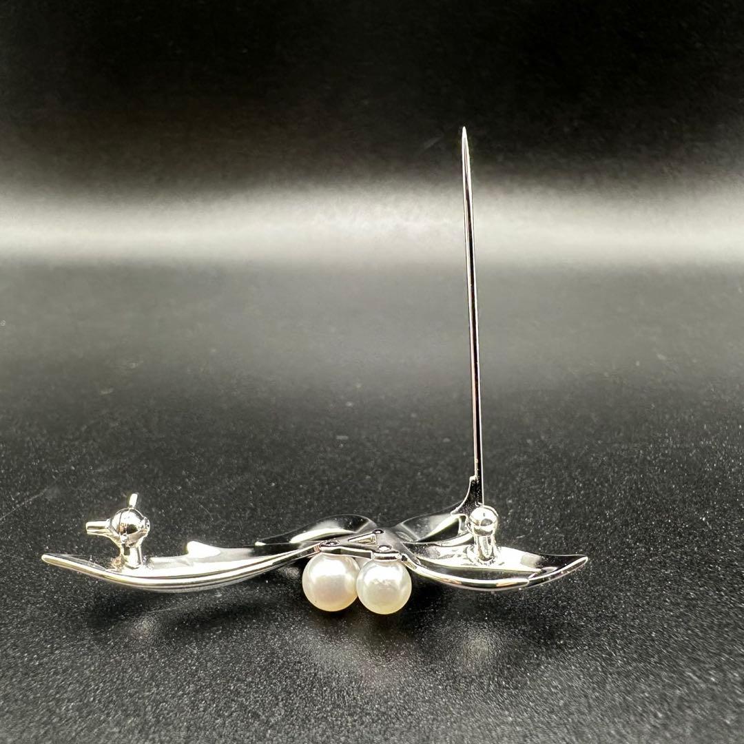 極美品✨　MIKIMOTO ミキモト　パール　ブローチ　ロゴ　刻印　1135