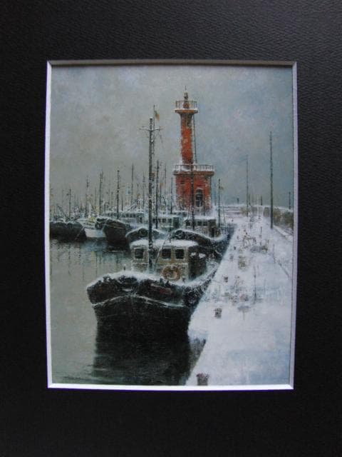 戸狩公久、冬物語、希少な画集より、新品高級額・額装付