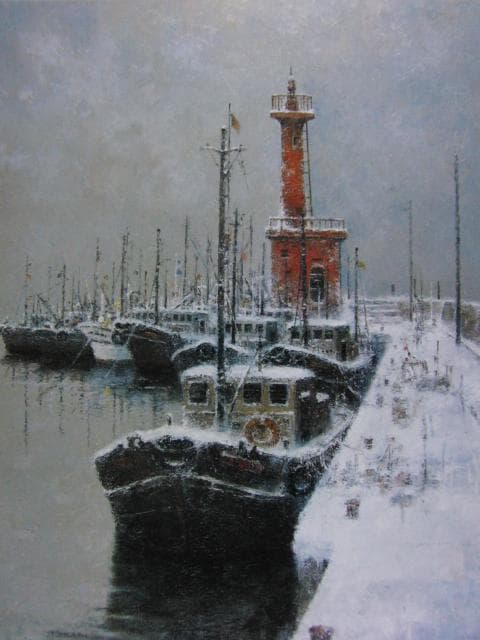 戸狩公久、冬物語、希少な画集より、新品高級額・額装付