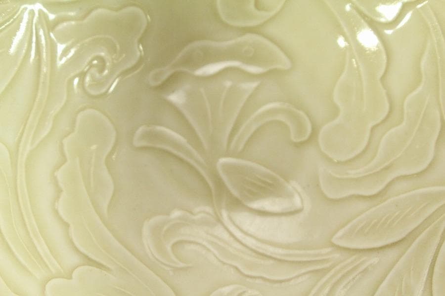 中国美術 白磁 花紋 碗(HA519)