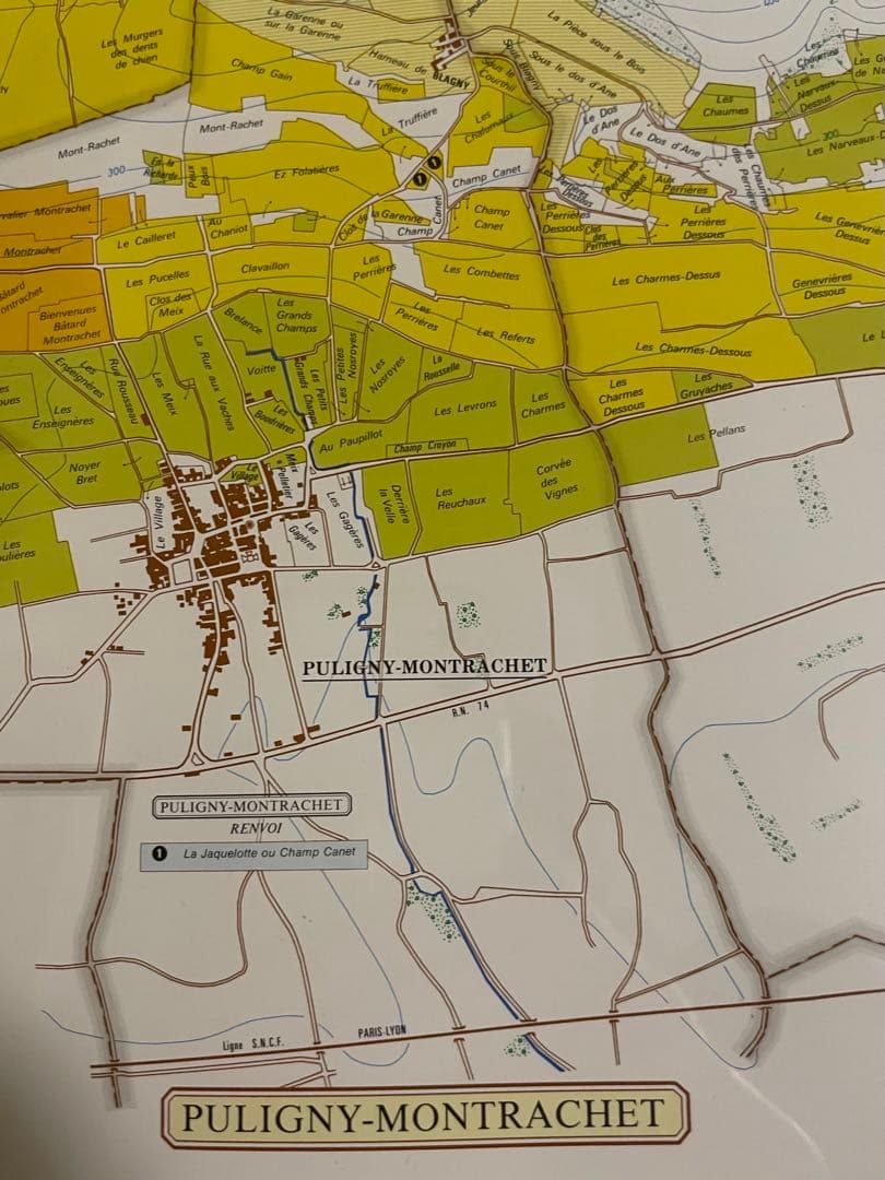 【大型額装美品】ブルゴーニュ（ワイン）南北の詳細な葡萄畑の地図
