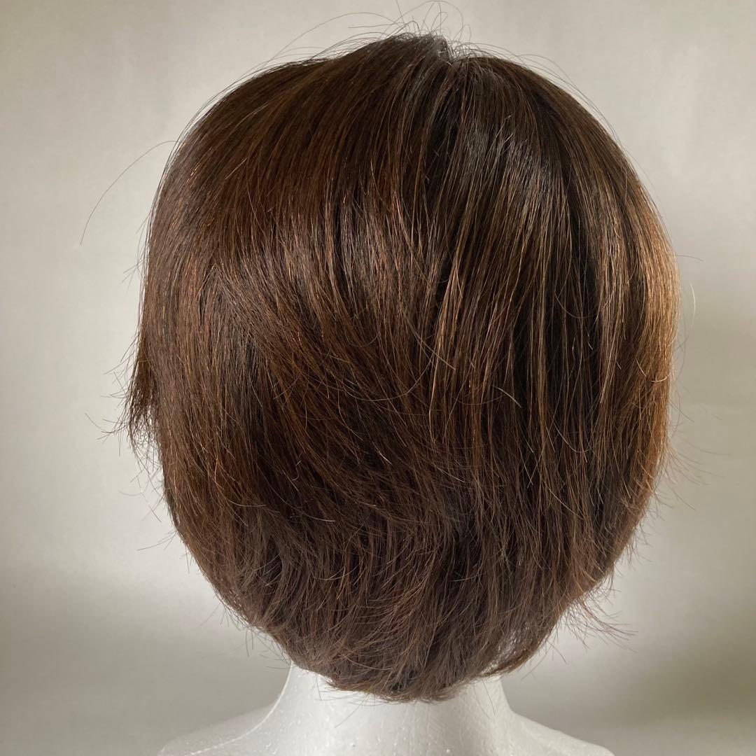 マダムヒロコ　フルウィッグ　ショート　人毛MIX 　総手植え　ナチュラルブラウン