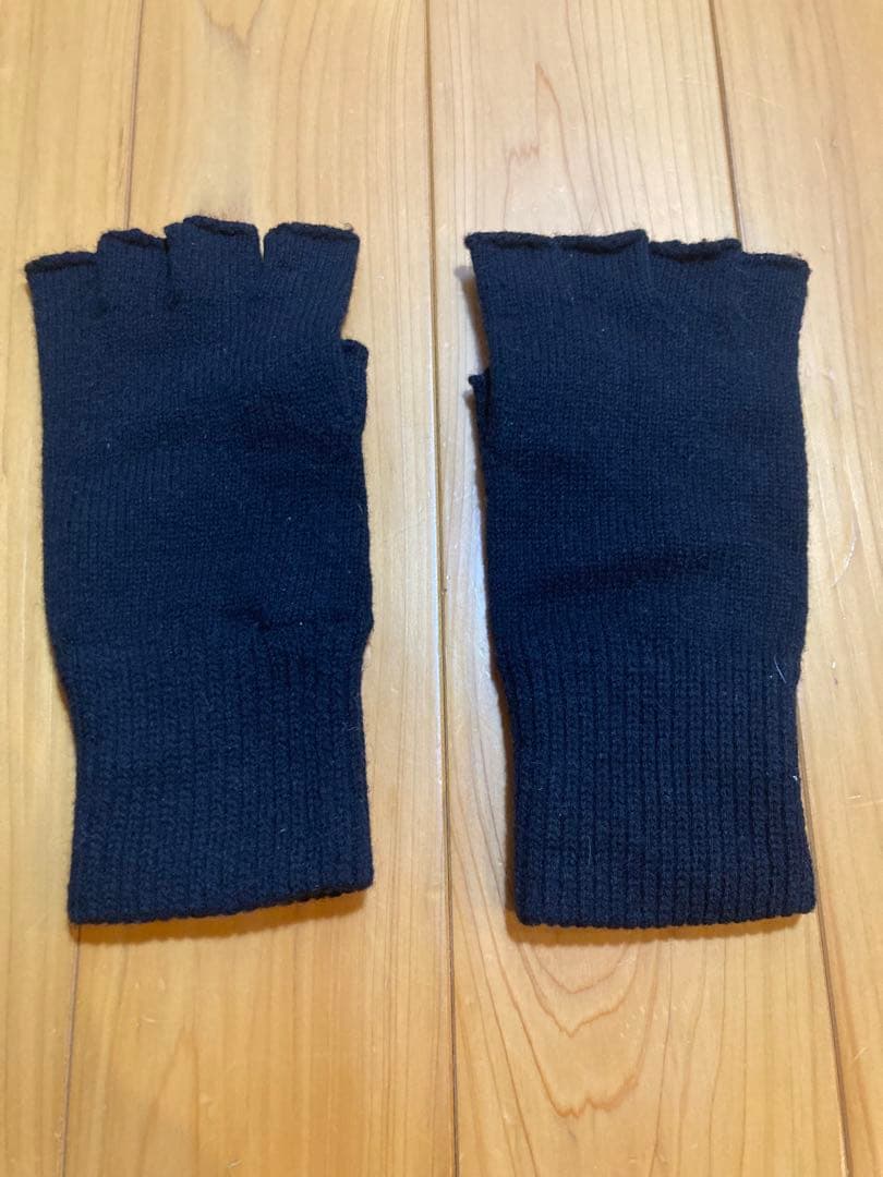 ナンバーナインnumbernine黒ブラック指なしコットン手袋グローブ指抜き