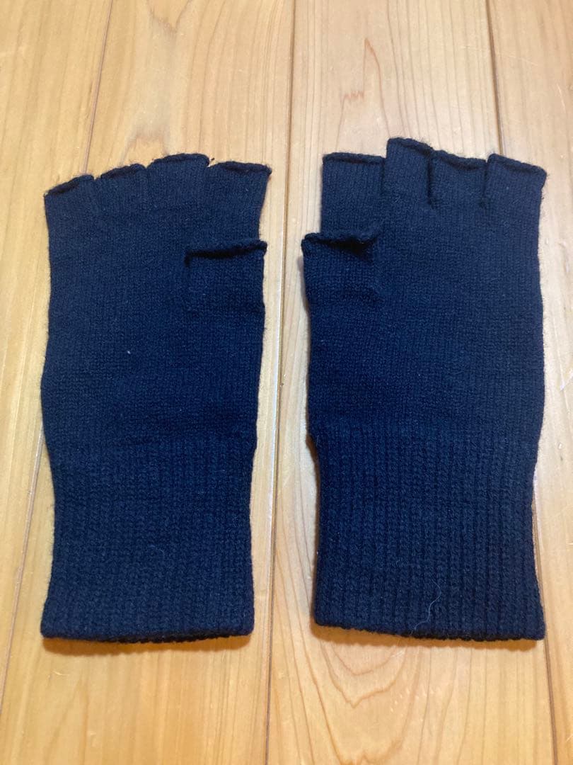 ナンバーナインnumbernine黒ブラック指なしコットン手袋グローブ指抜き