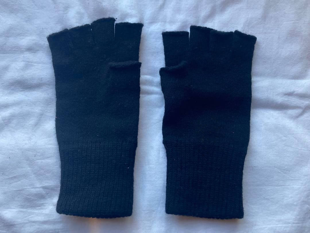 ナンバーナインnumbernine黒ブラック指なしコットン手袋グローブ指抜き