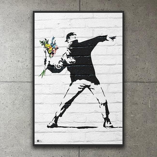 人気のバンクシー作品!!/額装済2点セット!!/ポスター/アート/インテリア