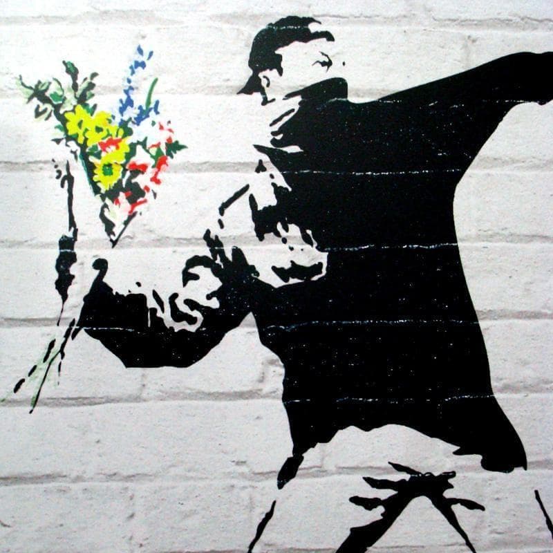 人気のバンクシー作品!!/額装済2点セット!!/ポスター/アート/インテリア