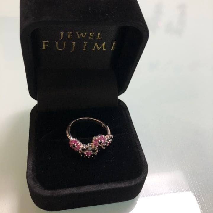 ブラックダイヤモンド/ピンクサファイヤ リング