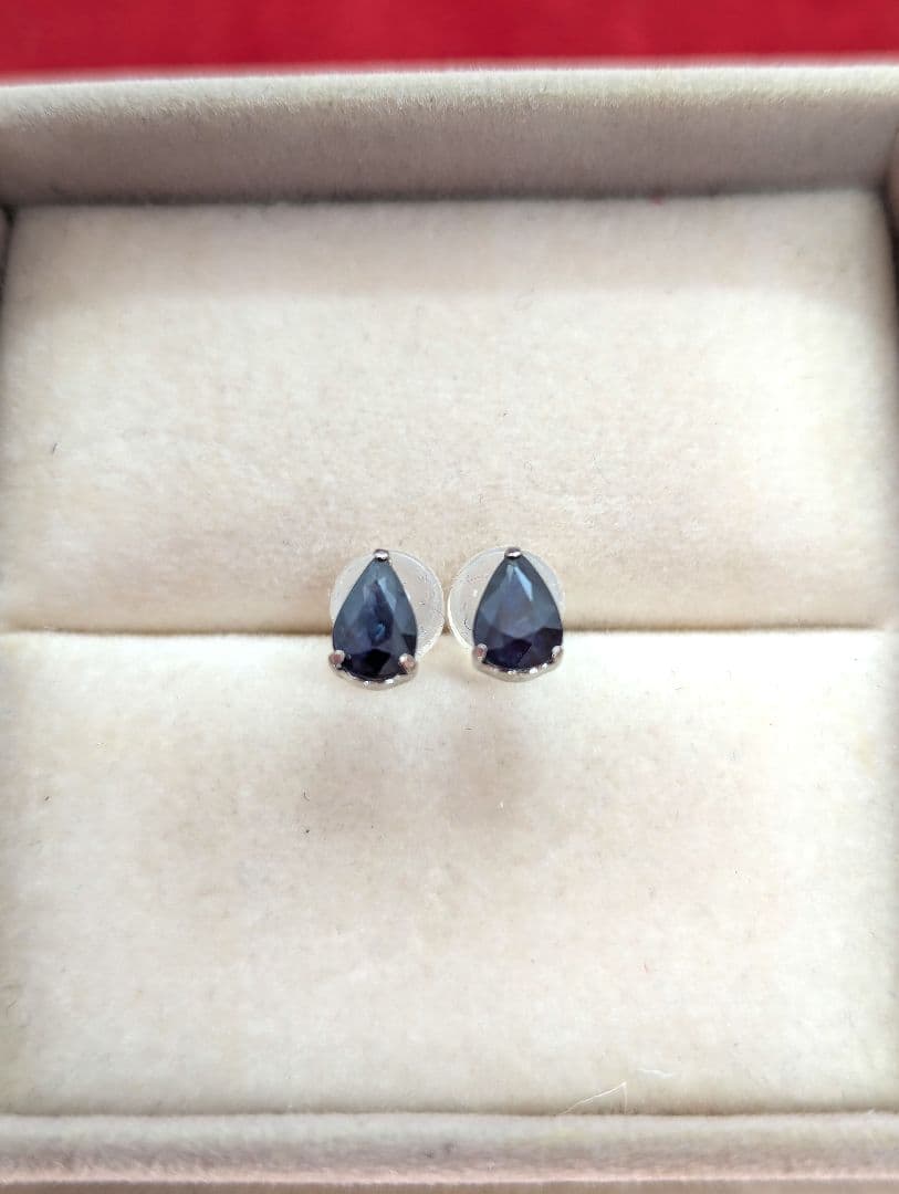 PT900 天然 サファイア ピアス 0.90ct