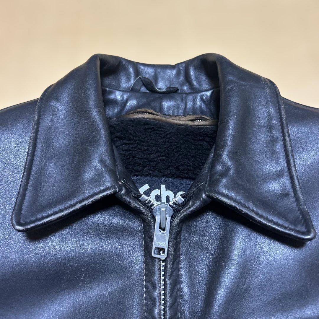 Schott ブラック シングルライダースジャケット38 ライナー付　642