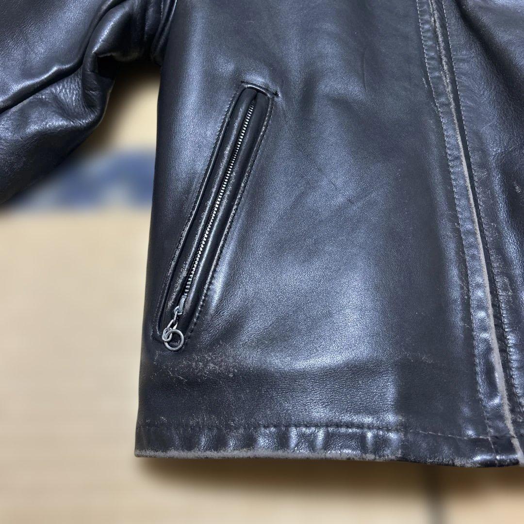 Schott ブラック シングルライダースジャケット38 ライナー付　642