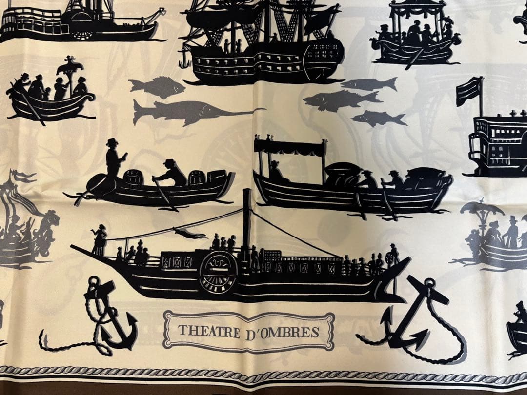 HERMES スカーフ 船と人物デザイン