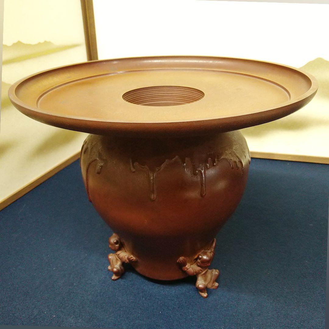 AG63 中光作 薄端 唐子 花入 花器 唐銅製 華道具