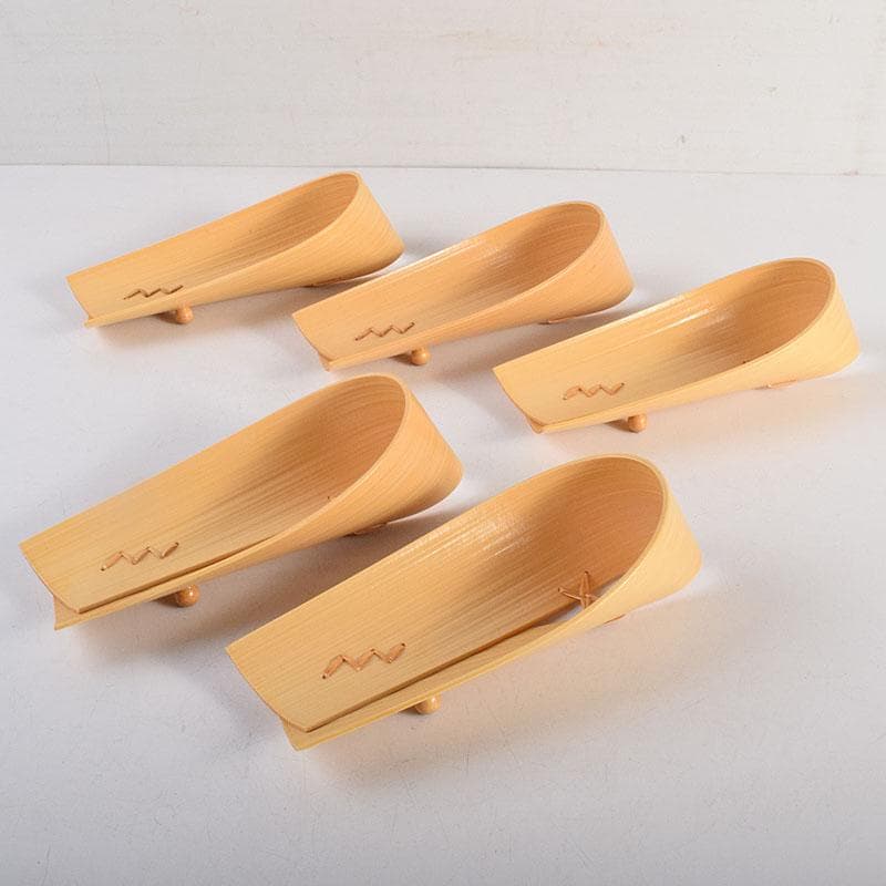 茶道具　此君亭工房　白竹　ささ舟　お絞り受け　五点　共箱　V　R8829