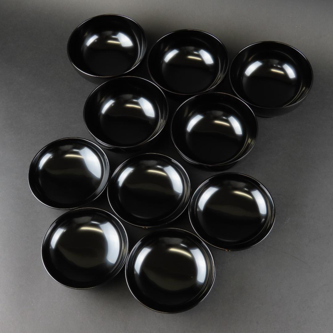 317 美品良好 極上越前塗 吸物椀５客 ソヨゴの実文様 蒔絵 木製漆器/輪島塗