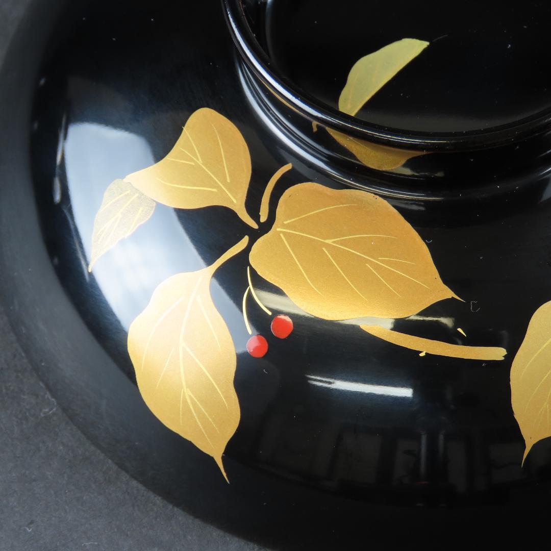 317 美品良好 極上越前塗 吸物椀５客 ソヨゴの実文様 蒔絵 木製漆器/輪島塗