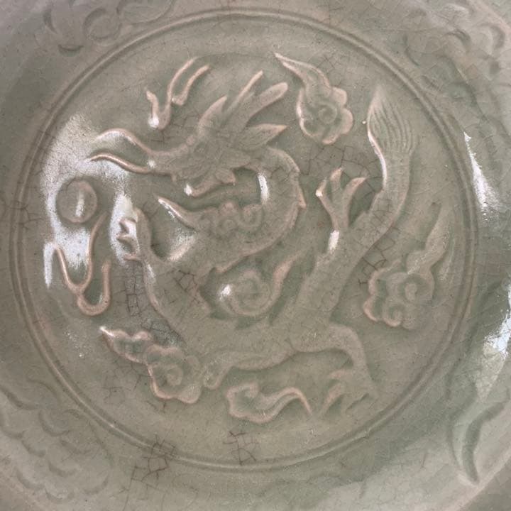 時代品　中国美術　龍泉窯青磁盤　飾皿　唐物 中国古玩