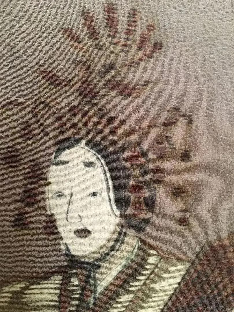 能楽図絵 能舞 羽衣他 男物長襦袢 正絹 美しき日本の古布 古裂骨董アンティーク