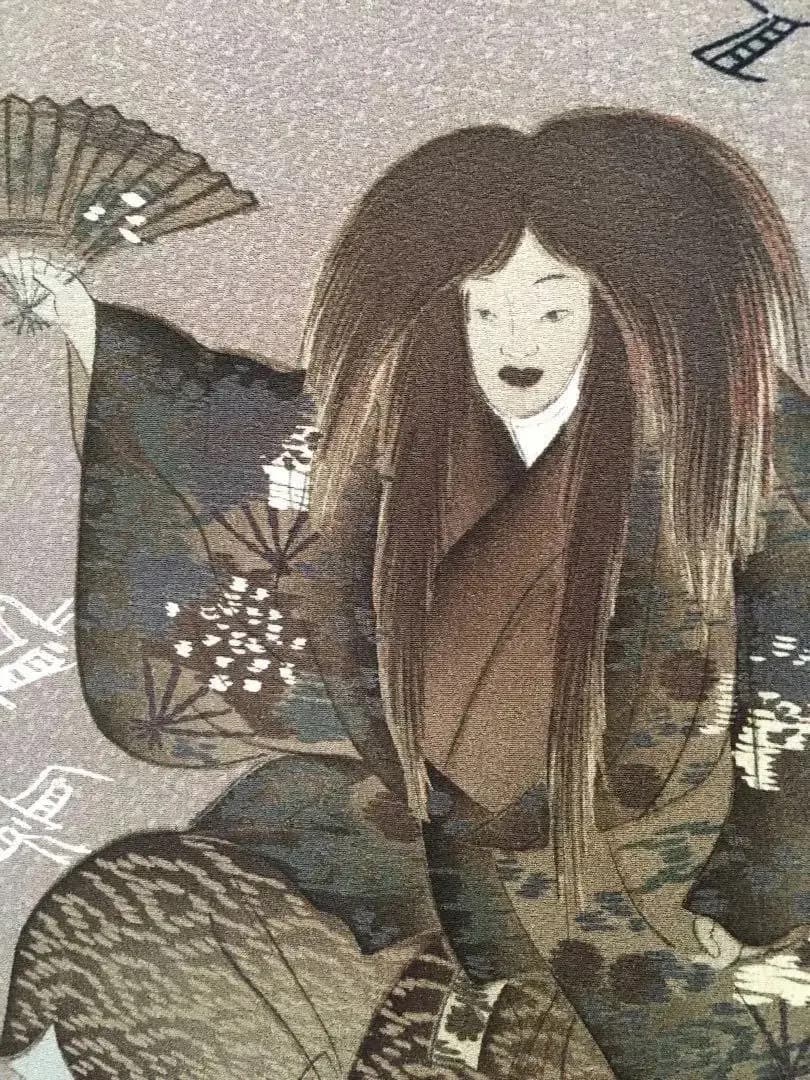 能楽図絵 能舞 羽衣他 男物長襦袢 正絹 美しき日本の古布 古裂骨董アンティーク