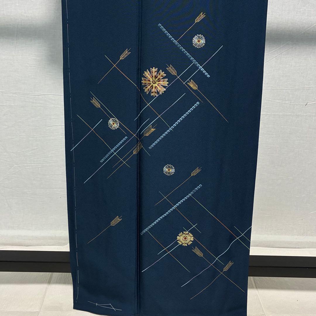 18日以降発送 D60訪問着 刺繍 正絹着物 袷 バチ衿 しつけ糸付未使用極美品