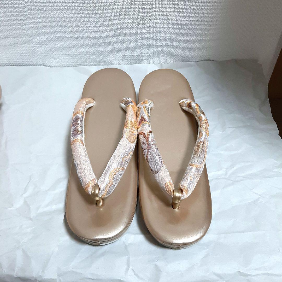 美品　高級和装バッグと草履セット　ベージュゴールド　成人式　卒業式　振袖　式