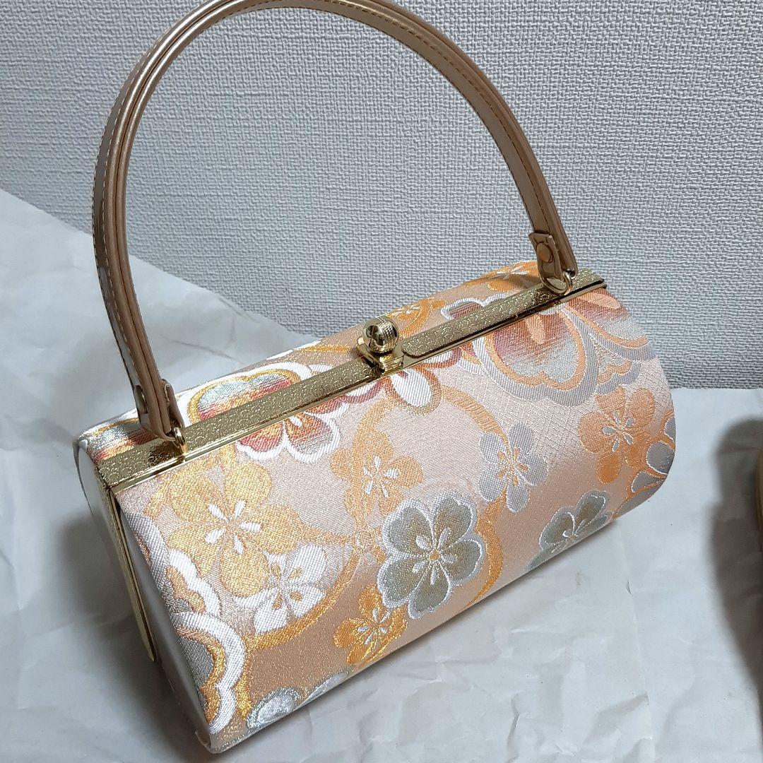 美品　高級和装バッグと草履セット　ベージュゴールド　成人式　卒業式　振袖　式