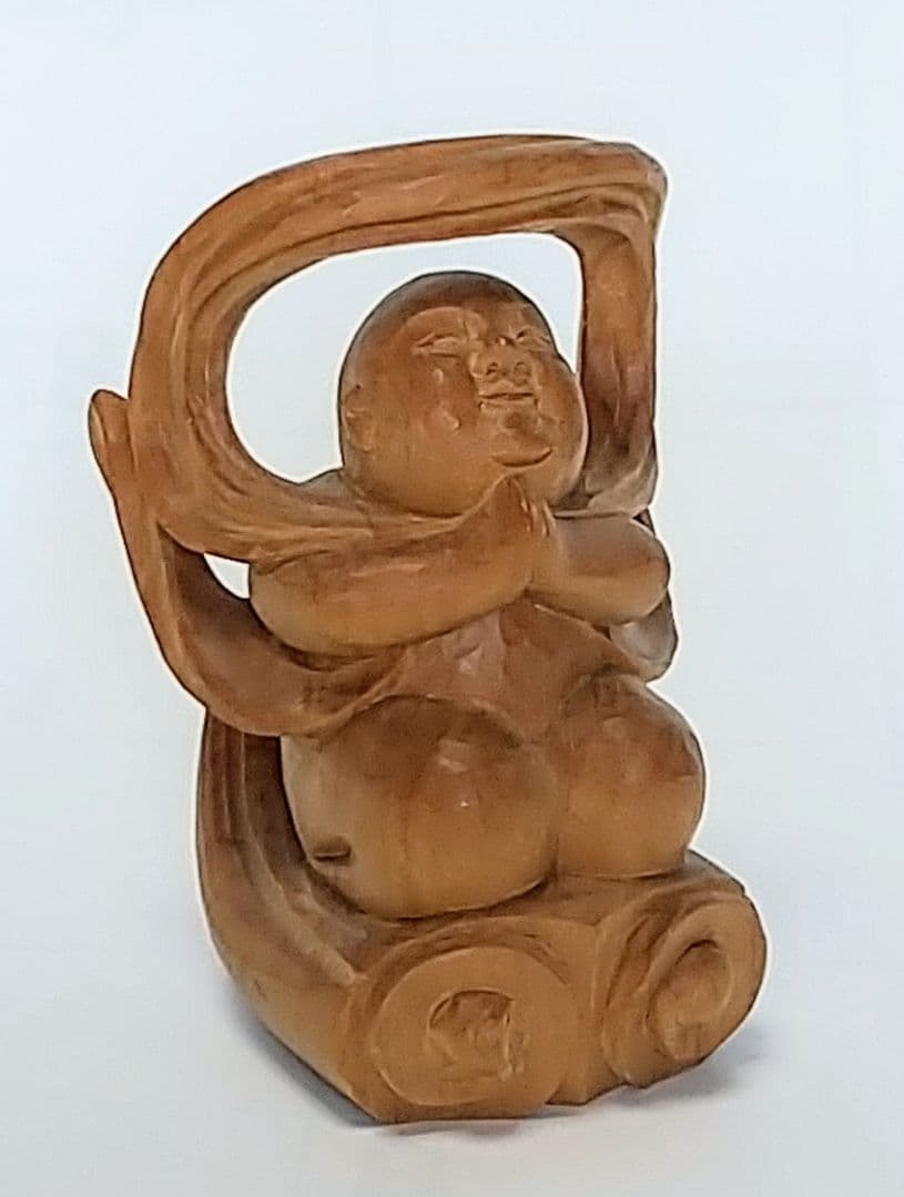 童子坐像 飛天 #567 ◆白檀 木彫 仏像