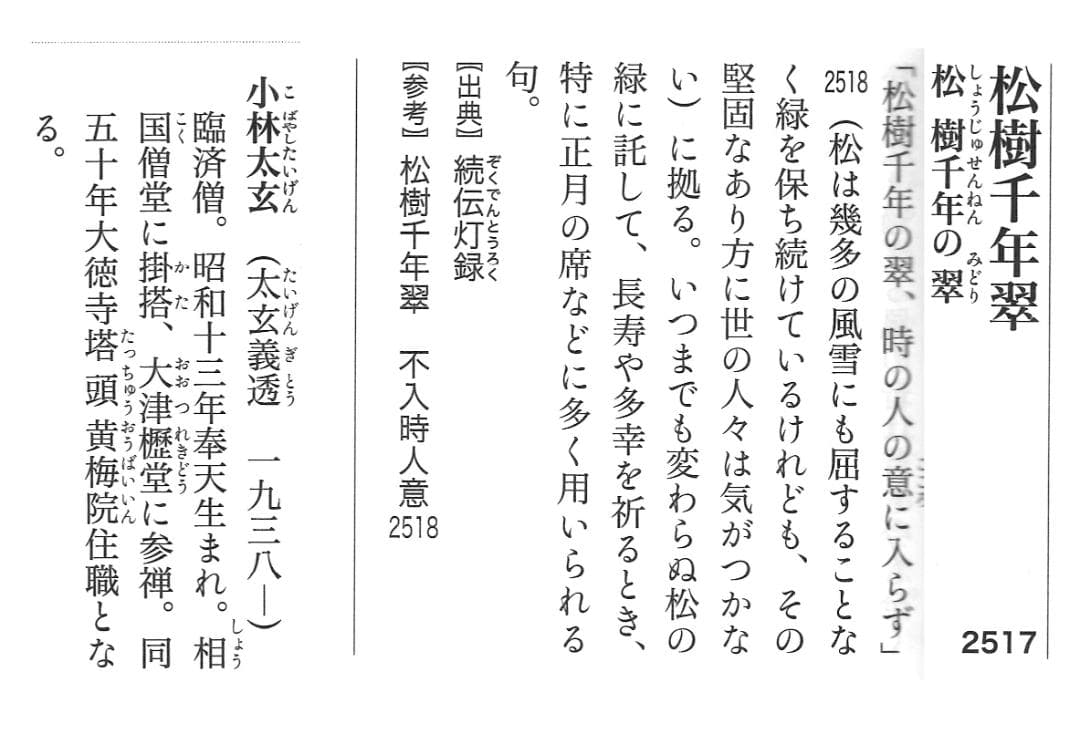 大徳寺塔頭黄梅院院主 小林太玄自筆一行「松寿千年翠」掛軸