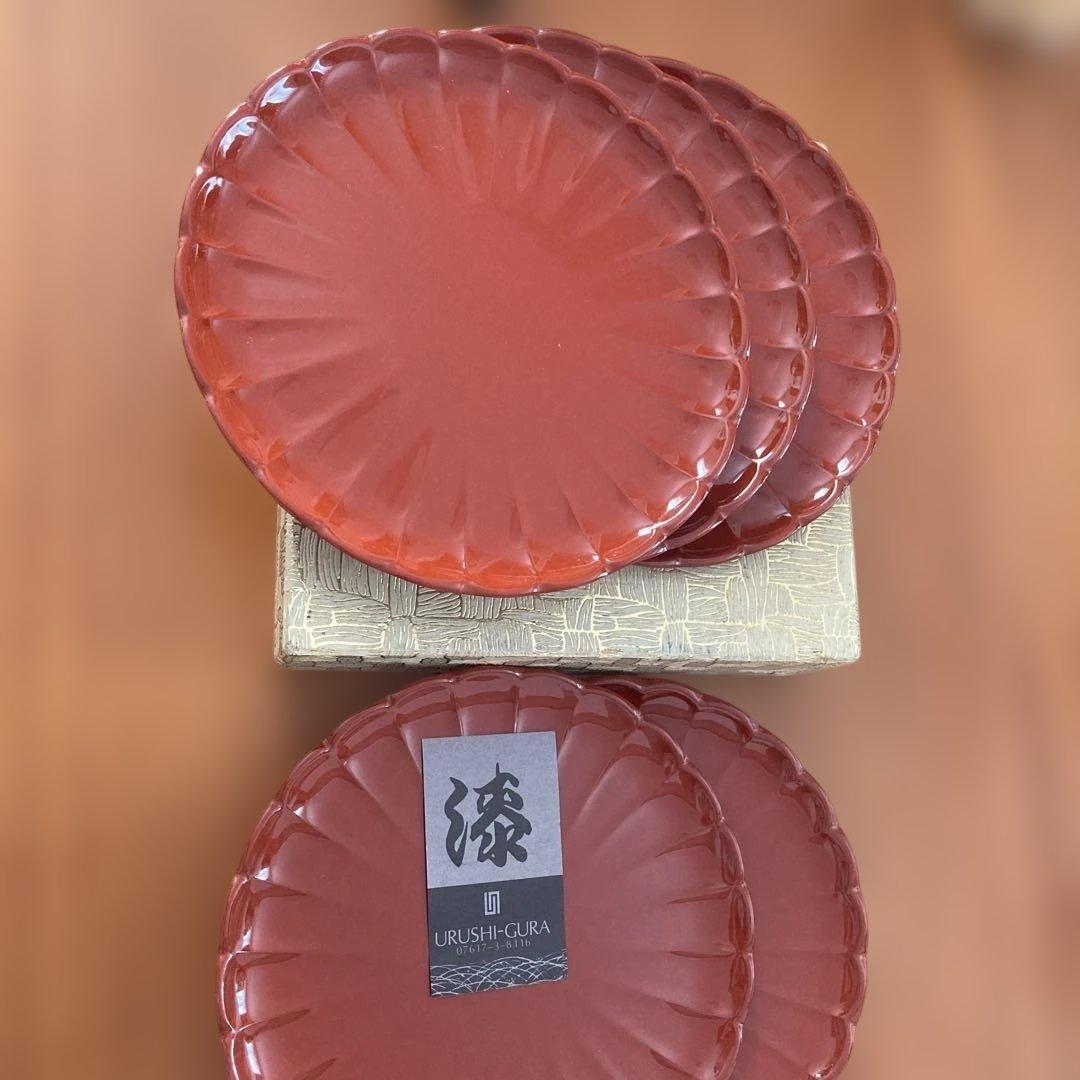 URUSHI-GURA 赤い漆器 菓子器 5枚セット