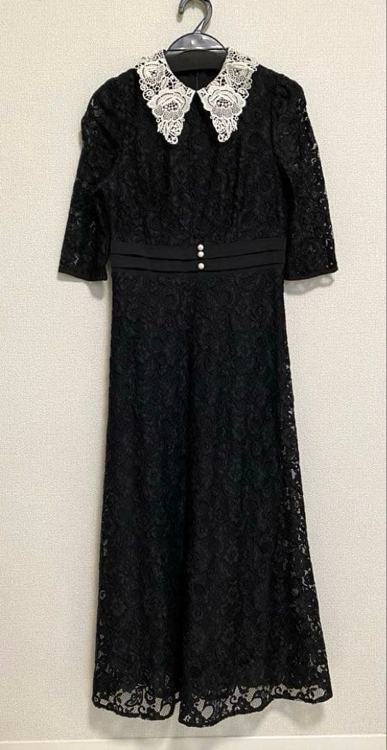 Leja レースビッグカラー花柄ワンピースドレス　オケージョンドレス　Ｓサイズ