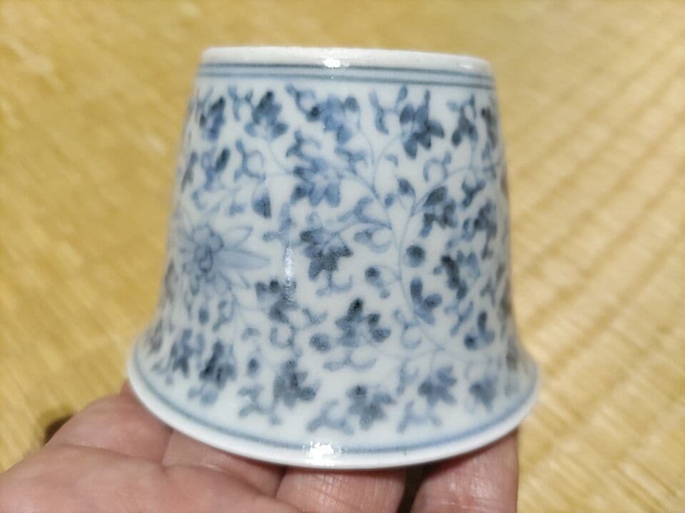 古伊万里　総花唐草　蕎麦猪口・向付　富貴長春銘　美品！