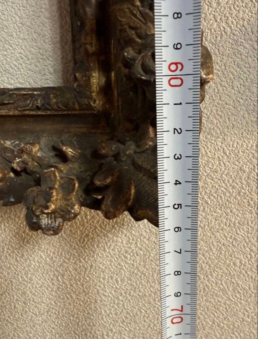 希少　18世紀フランスアンティーク調　漆金彫刻付き木製油彩額縁　P10サイズ