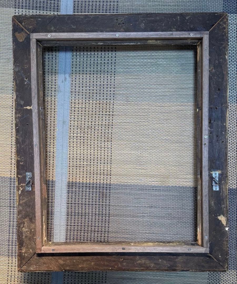 希少　18世紀フランスアンティーク調　漆金彫刻付き木製油彩額縁　P10サイズ