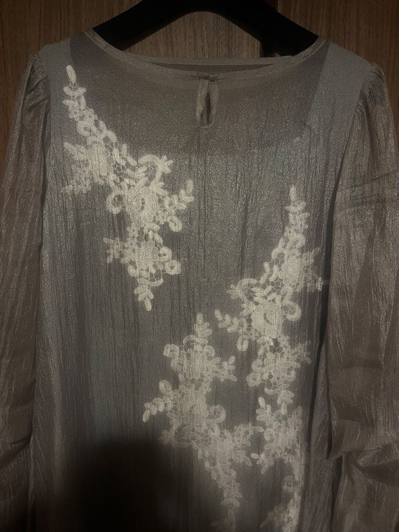 Kana モチーフレース シアーワンピース /オケージョンドレス / グレー