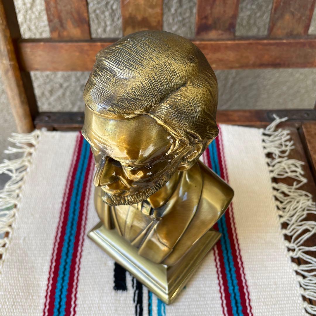 70's〜アメリカアンティーク　リンカーン大統領の金属製胸像　USAヴィンテージ