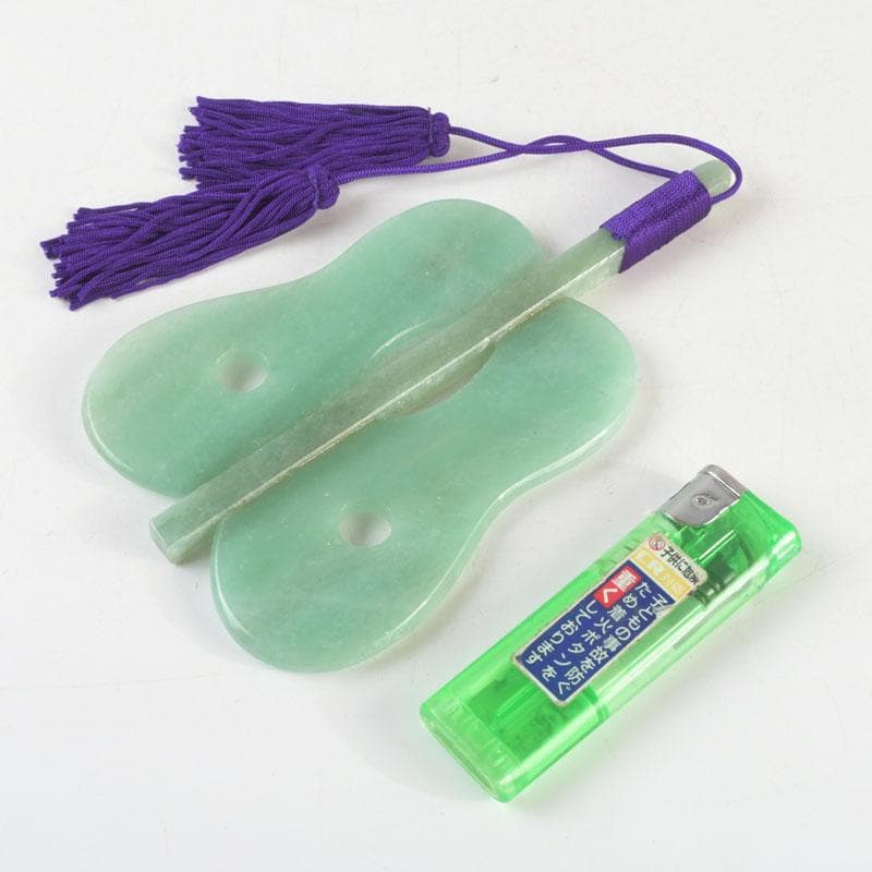 天然石　アベンチュリン　幸貴作　風林火山　軍配　縁起物　置物　共箱　V　9514