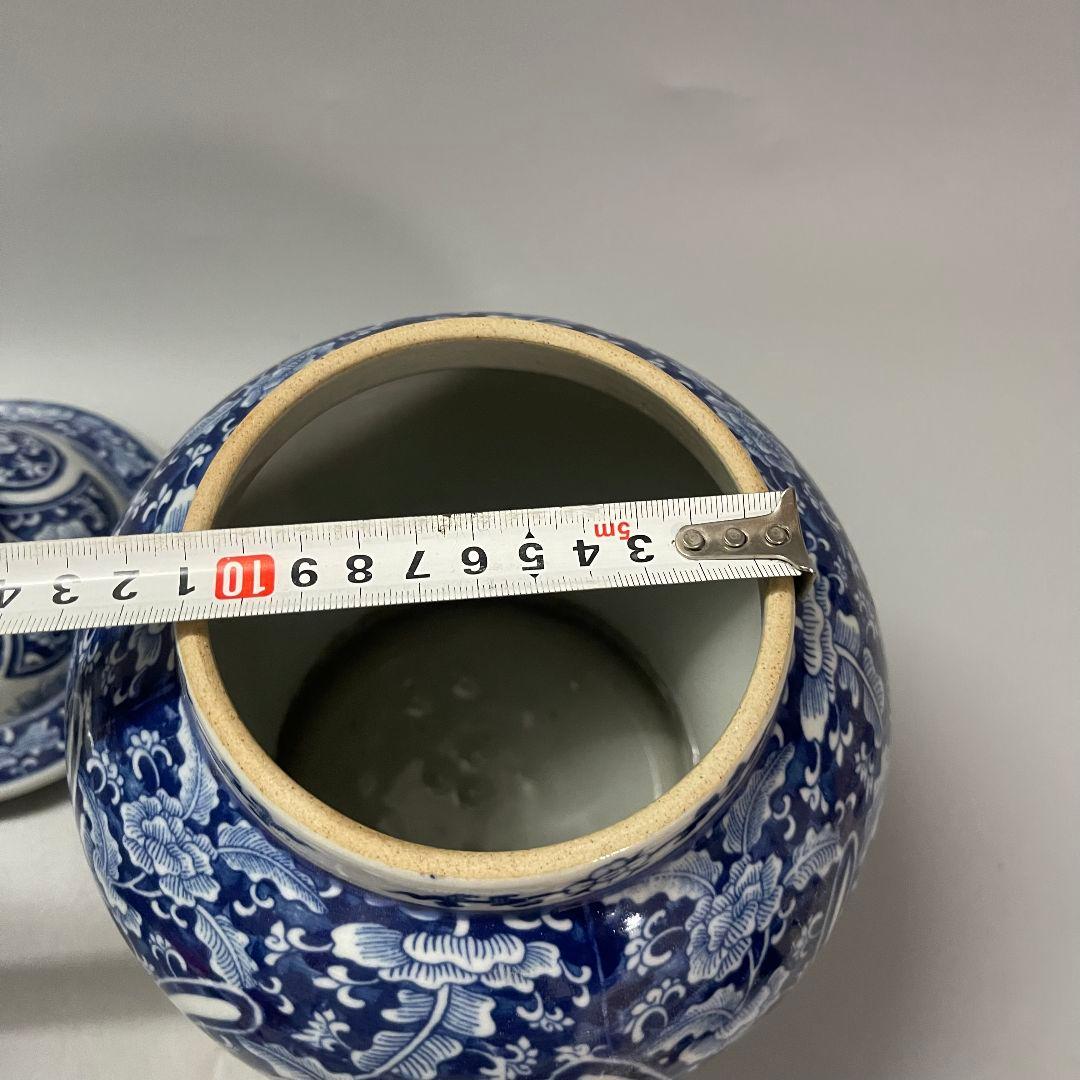 青花如意紋将軍缶 貯蔵タンク 景徳鎮 陶磁器 装飾品 現代工芸品 美術品 置物