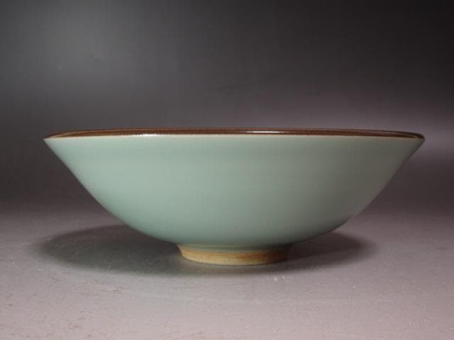 【セール】★　手塚玉堂　青磁茶碗　裏千家　十五代　鵬雲斎の花押★x254