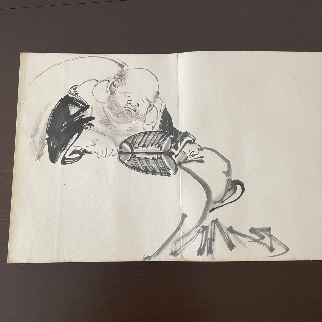 河鍋 暁斎　画帖　見開き17枚の絵　日本画　骨董　アンティーク　絵画