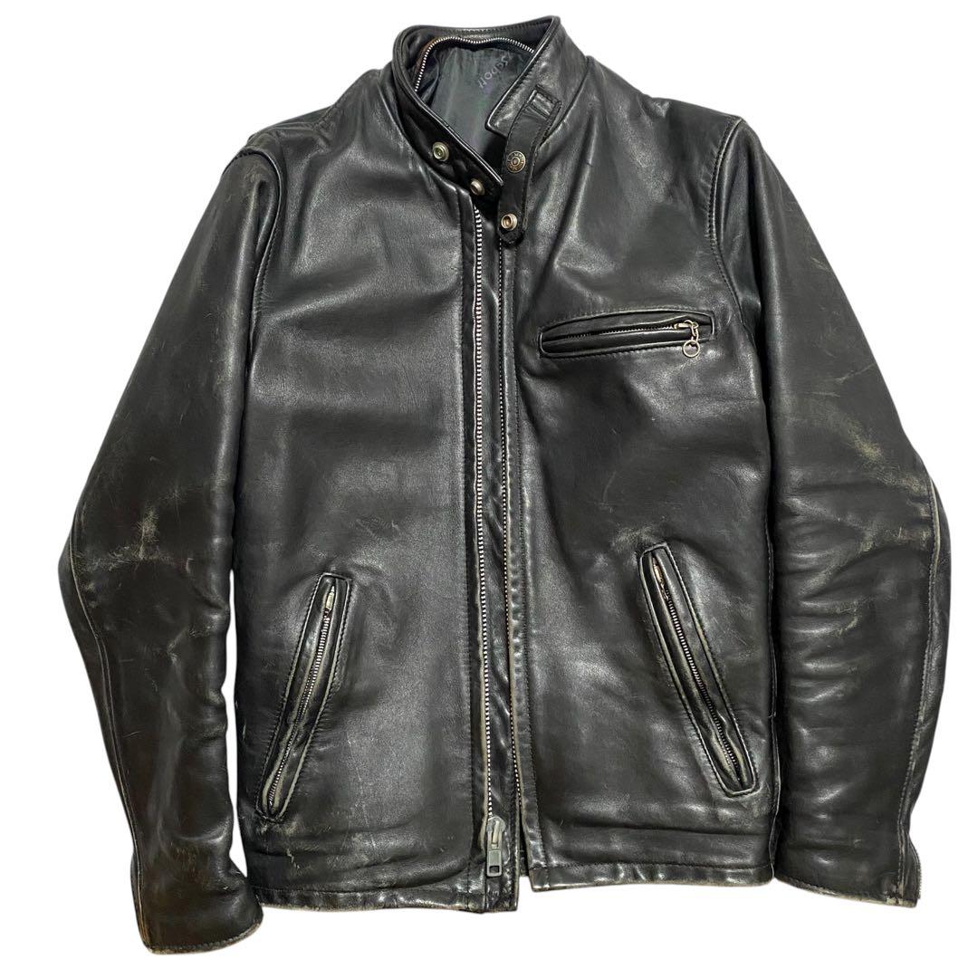 schott ブラック レザー シングルライダースジャケット
