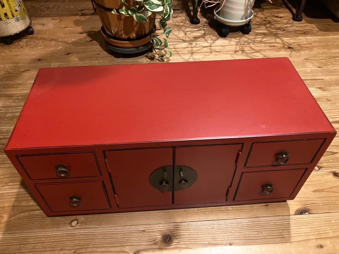 昭和レトロ　雛人形飾り台　引出４段＋開戸