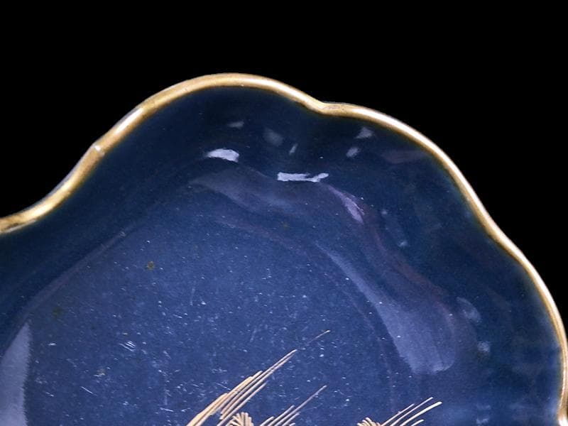 古伊万里　瑠璃　若松の図　膾皿　３客　C167AS-CTh