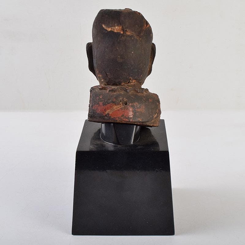 仏教美術　彩色木彫　玉眼入　十二神将像　仏像　木製台・時代箱付　G　R9231