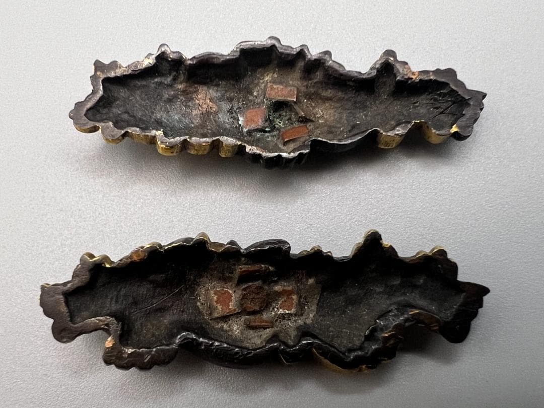 【海】江戸明治金工　鳳凰山水図　金目　手彫　目貫　４点　金銀象嵌　骨董品　元箱付