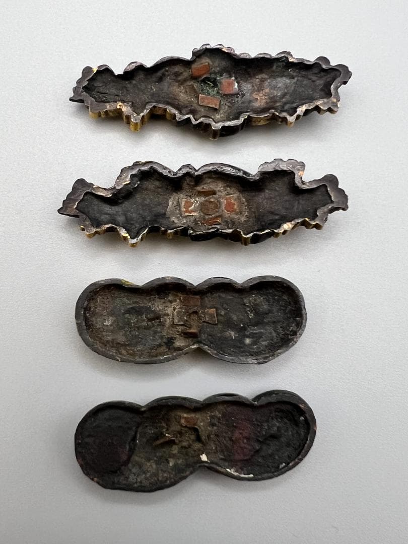 【海】江戸明治金工　鳳凰山水図　金目　手彫　目貫　４点　金銀象嵌　骨董品　元箱付