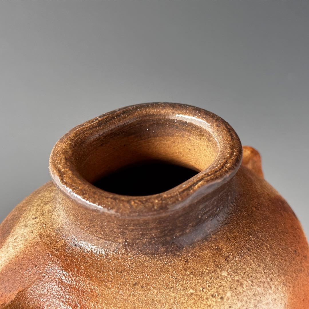 茶道具　萩焼　炎彩　花入　岡田裕　共箱　陶芸　花活　花器　稽古　茶会　床の間