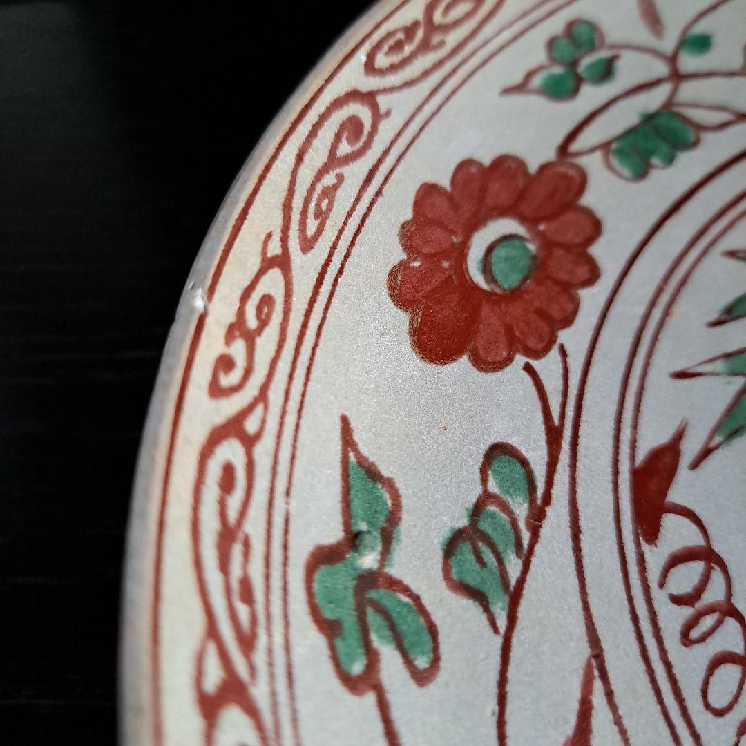 茶道具　安南呉須赤絵　16世紀頃　花鳥紋皿　　赤絵人物図　共箱入