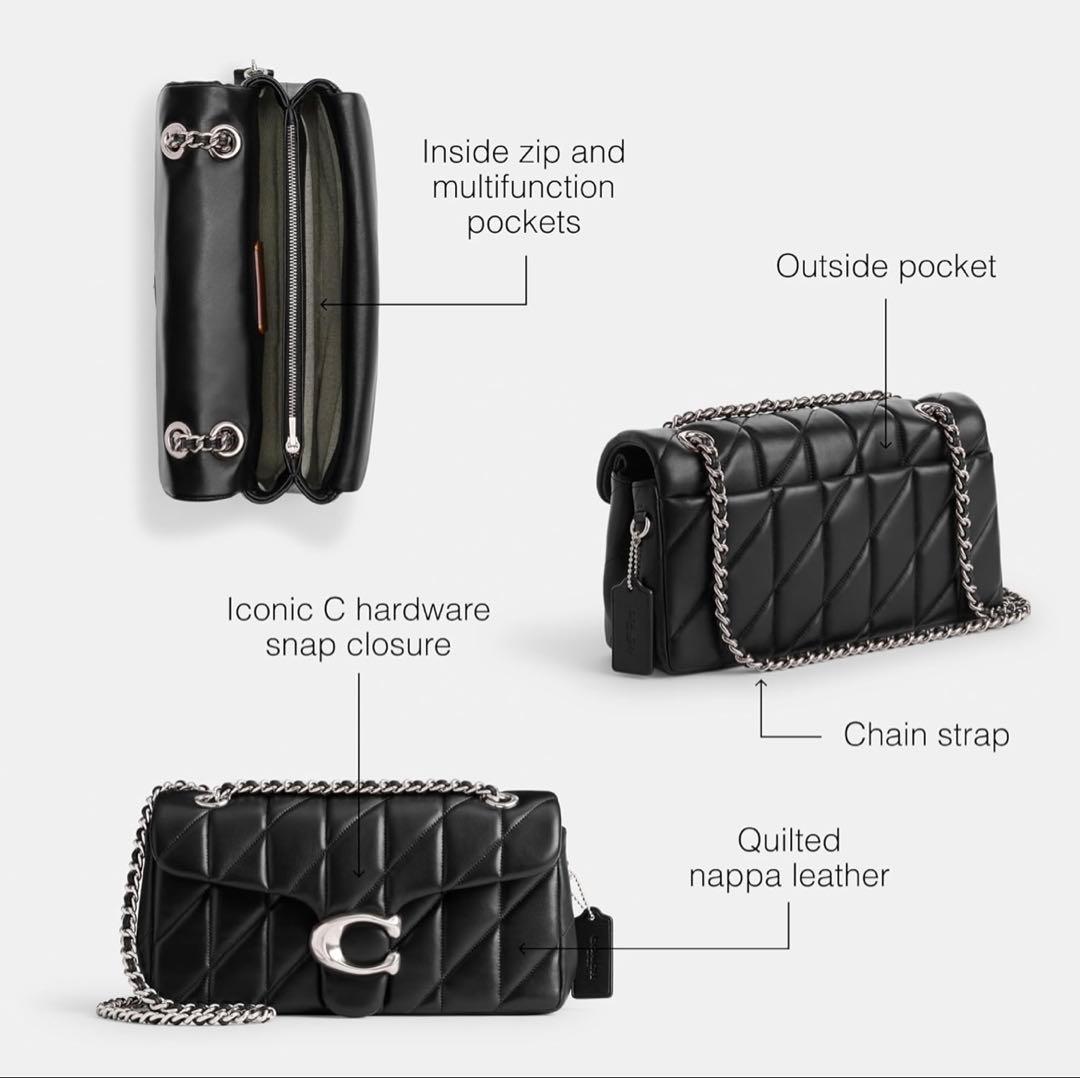 【新品】COACH タビー ショルダー バッグ 26・キルティング　シルバー