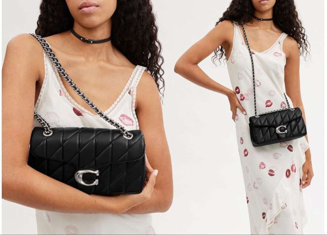 【新品】COACH タビー ショルダー バッグ 26・キルティング　シルバー