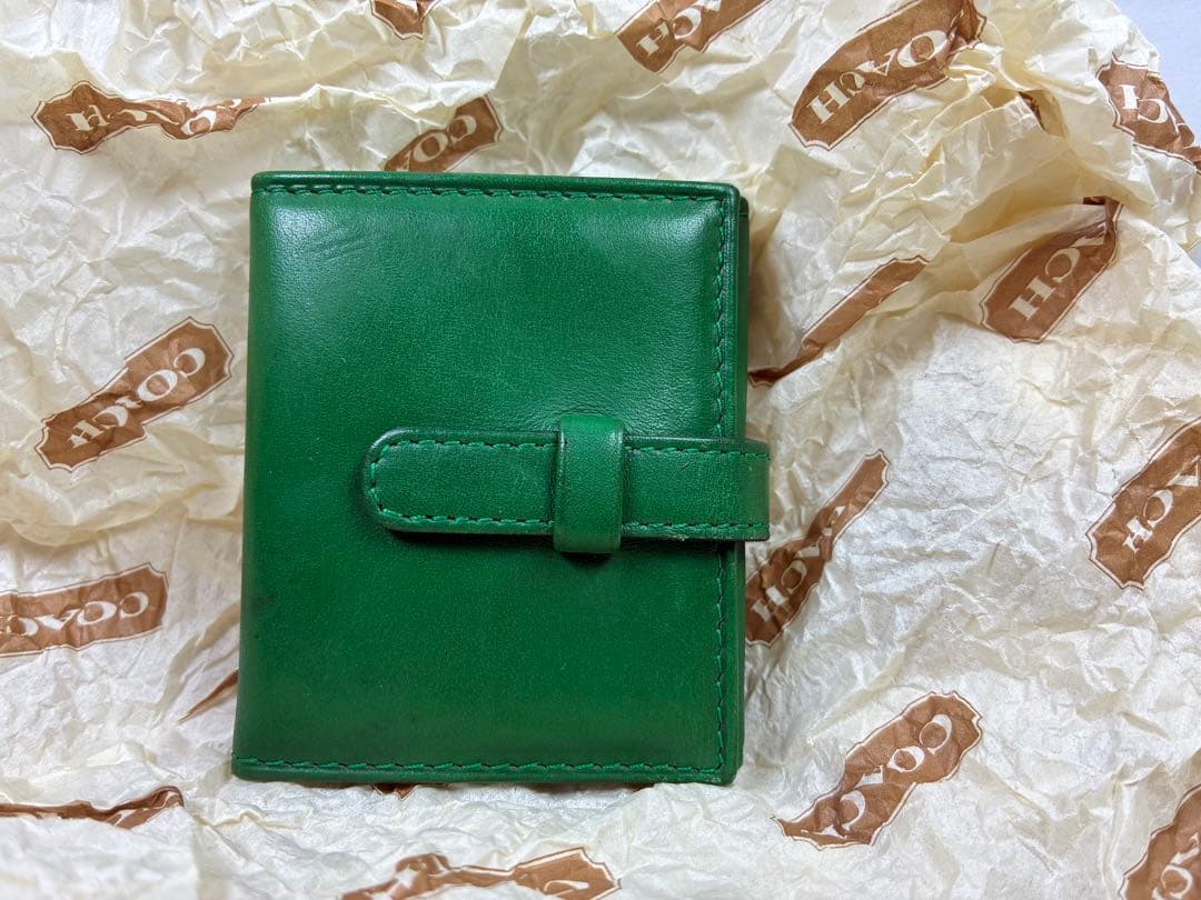 小物 Old coach green Three-sided photo case
